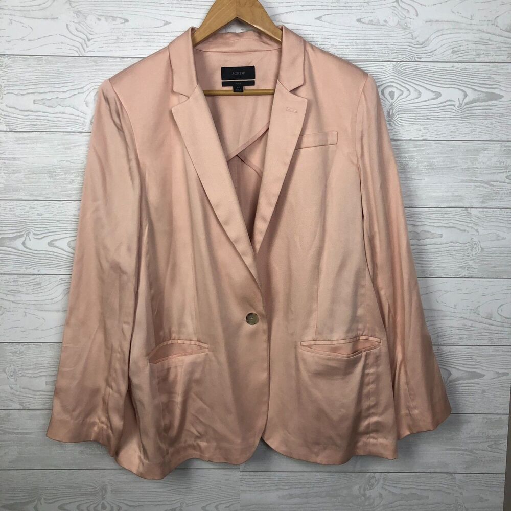 J Crew Women's Size 22 Alfie Blazer in Gramercy Twill Light Blush Long Sleeve